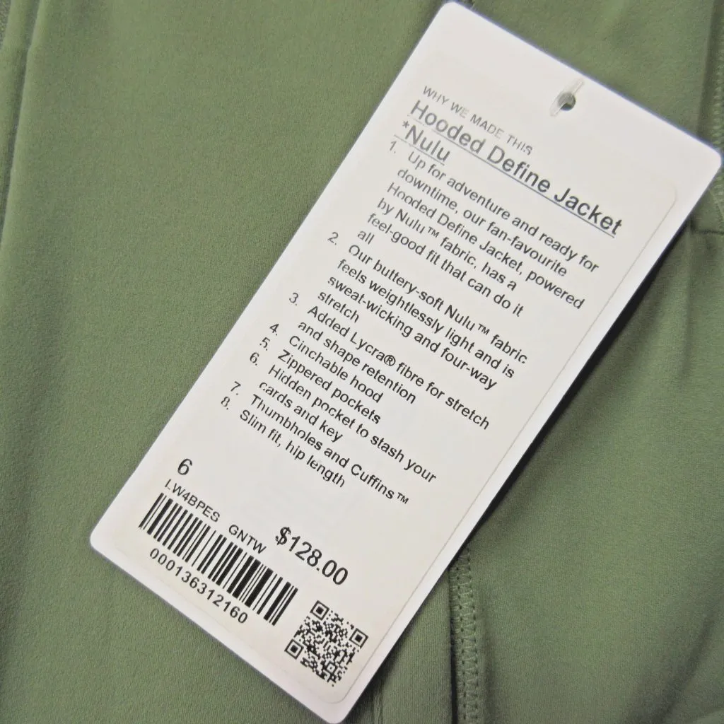 NWT Lululemon Hooded Define Jacket *Nulu in Green Twill Stretch Full Zip 6 - Image 3