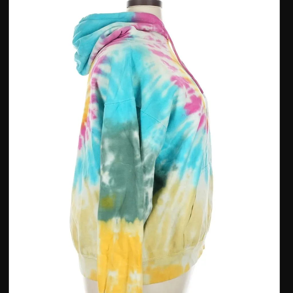 NWT La Detresse Tropicali Tie Dye Hoodie Size Large Yellow Pink Blue Orange - Image 7