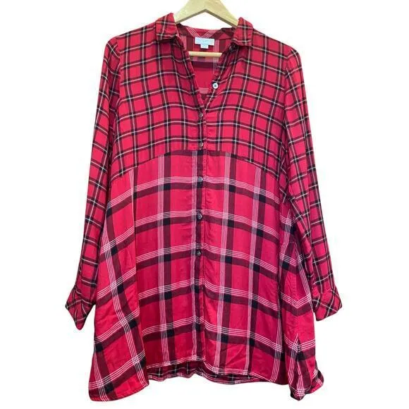 J.Jill Red & Black Tartan Plaid A - Image 11