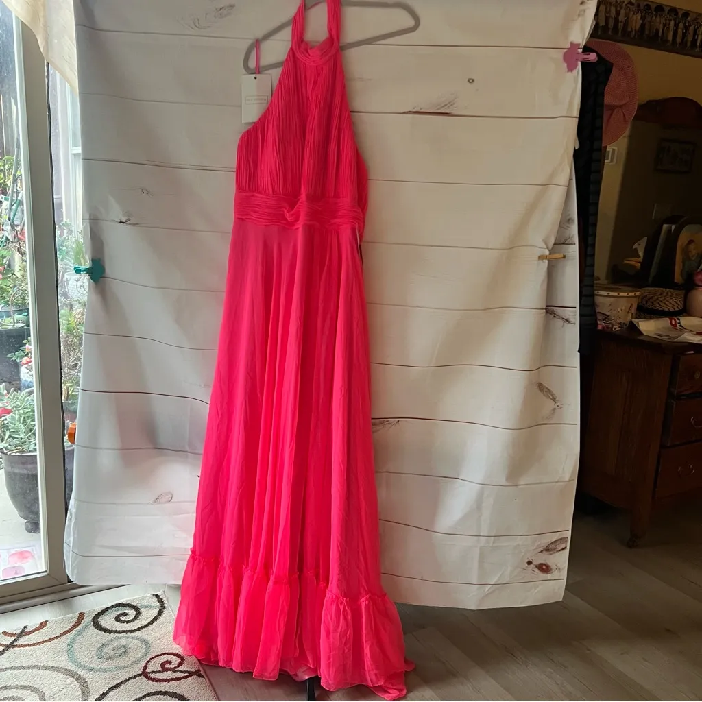 MacDuggal Chiffon Tiered Gown - Hot Pink size 16 - Image 5