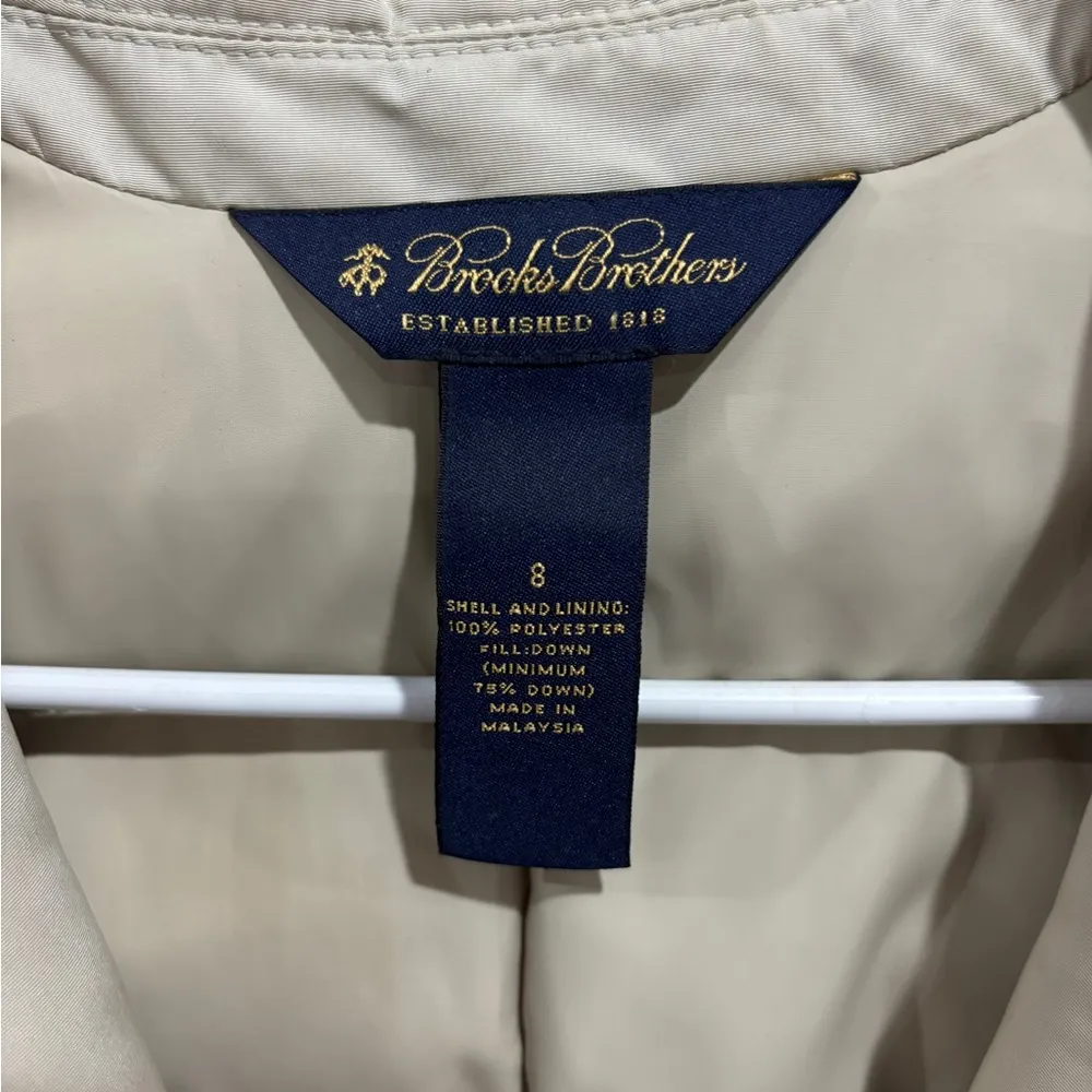 Brooks Brothers Quilted Down Jacket Size 8 Tan Light Jacket Jacket Neutral - Image 2