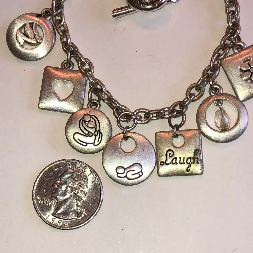 Seasons of Life Satin Silver Tone Mother Charm Bracelet - Image 2