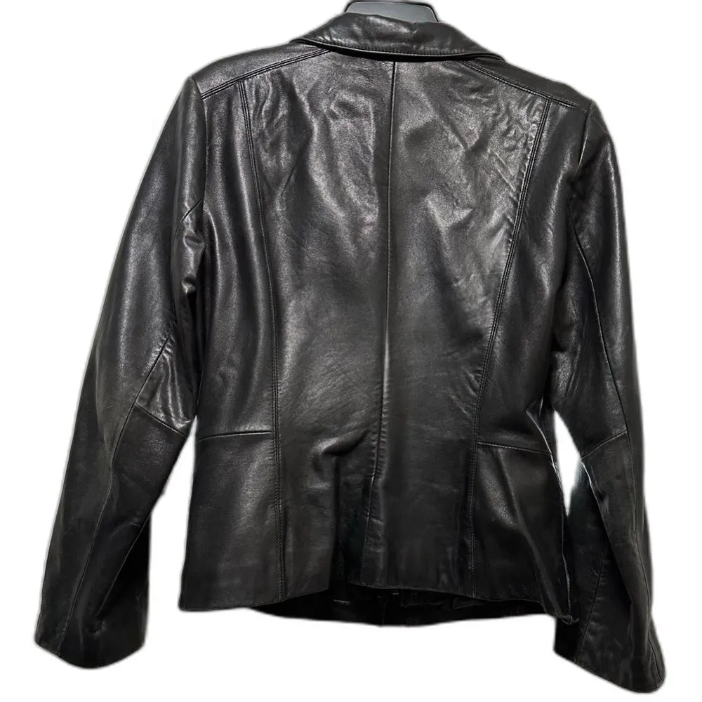 Vintage Calvin Klein Leather Coat Slim Style Black Jacket Motorcycle - Image 4