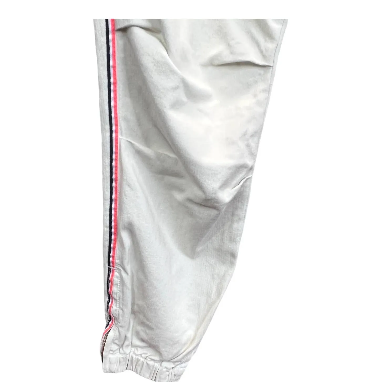 Sundry Women’s 100% Cotton White Jogger Pants Size 27 Taped Leg Streetwear Edgy - Image 12