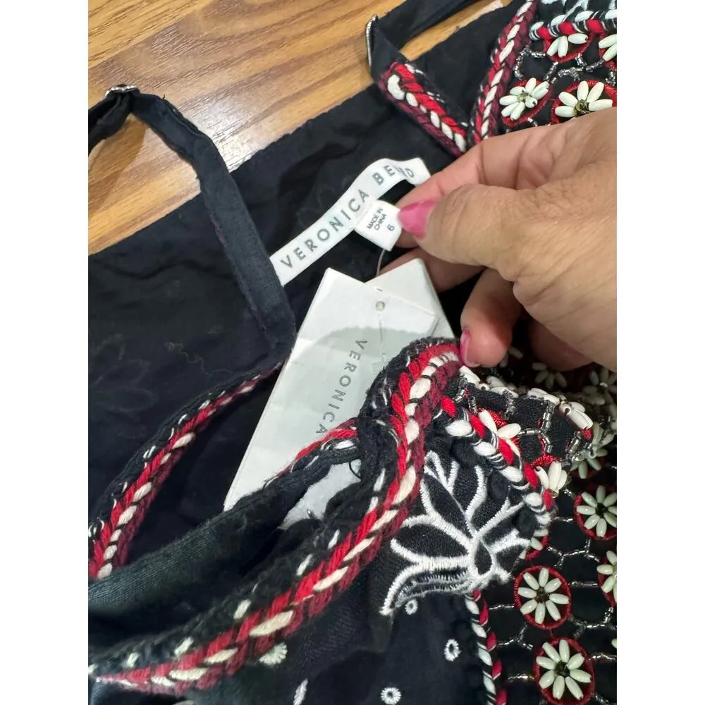 Veronica Beard black Giuliana Beaded Linen Dress size 6 ( small) - Image 14