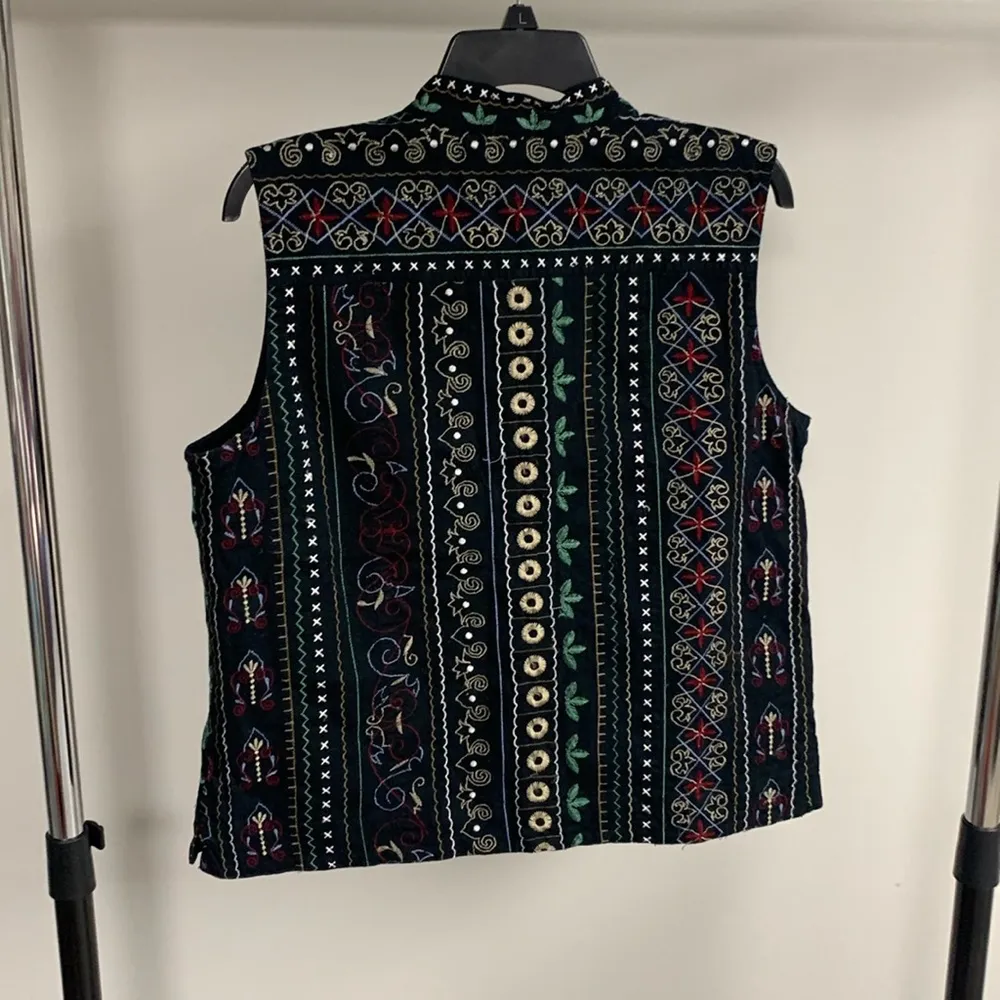 Vintage Units Embellished Embroidered Vest Size L Red Size L - Image 4