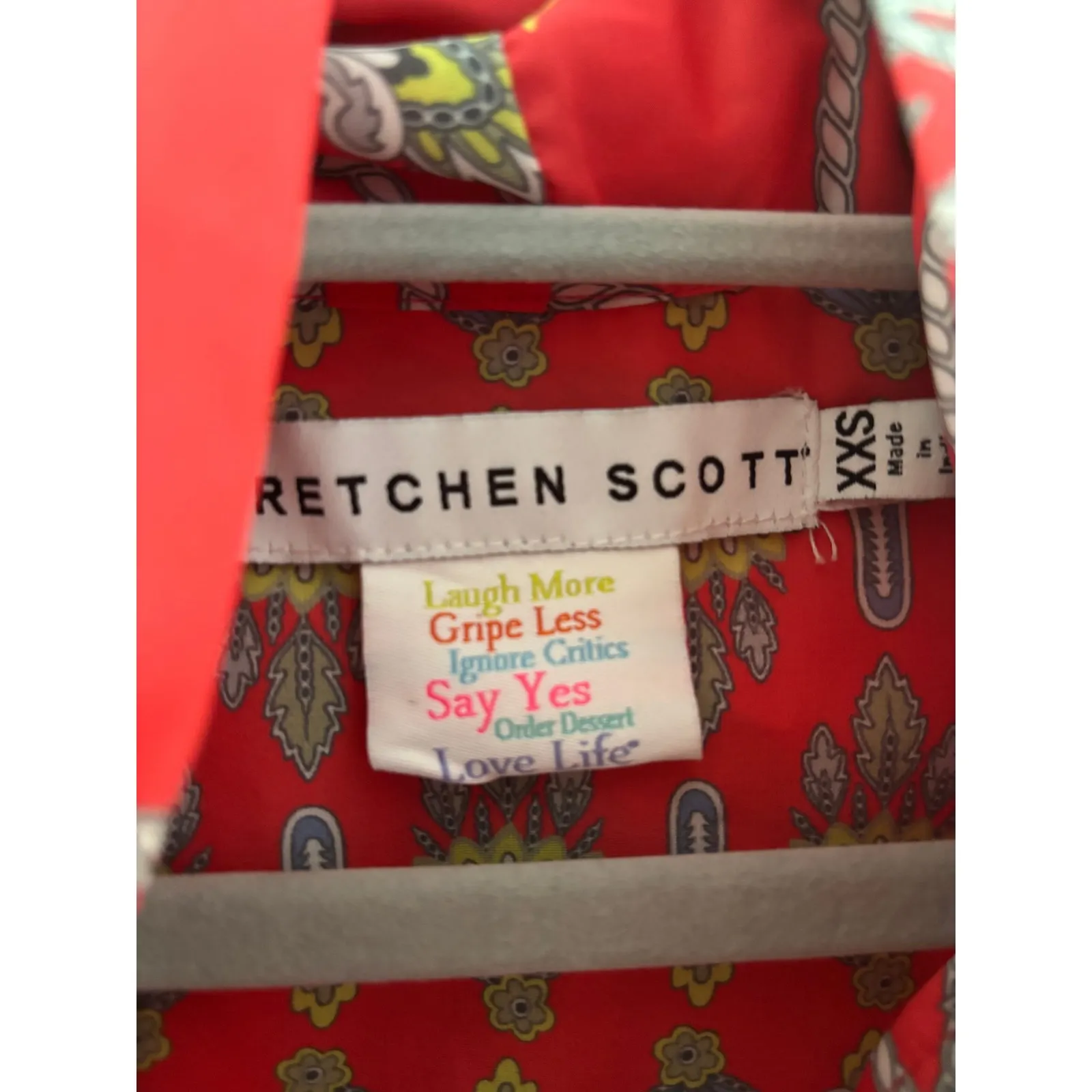 Gretchen Scott Billow Top Womens XXS Coral Bow Neck Luxury Resort Elegant Preppy Red - Image 5