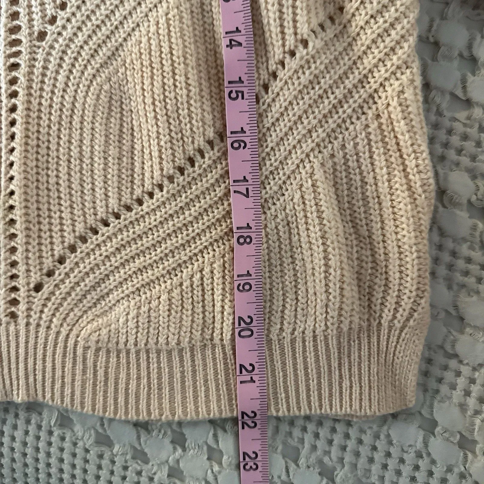 Marine Layer Knit Sweater Women Size L Orange Chevron Open Knit Long Sleeve - Image 7