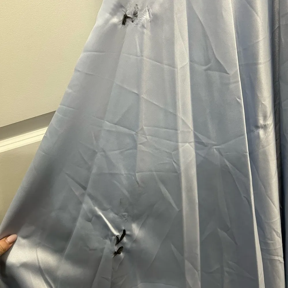 FLAWED NWT Mac Duggal Powder Blue One Shoulder A-Line Feather Gown Size 8 $598 - Image 8