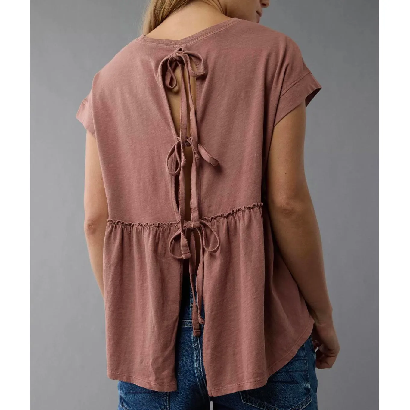 AE Cotton Sunchaser Knit Babydoll Swing T-Shirt American Eagle NWT Mauve Small - Image 2