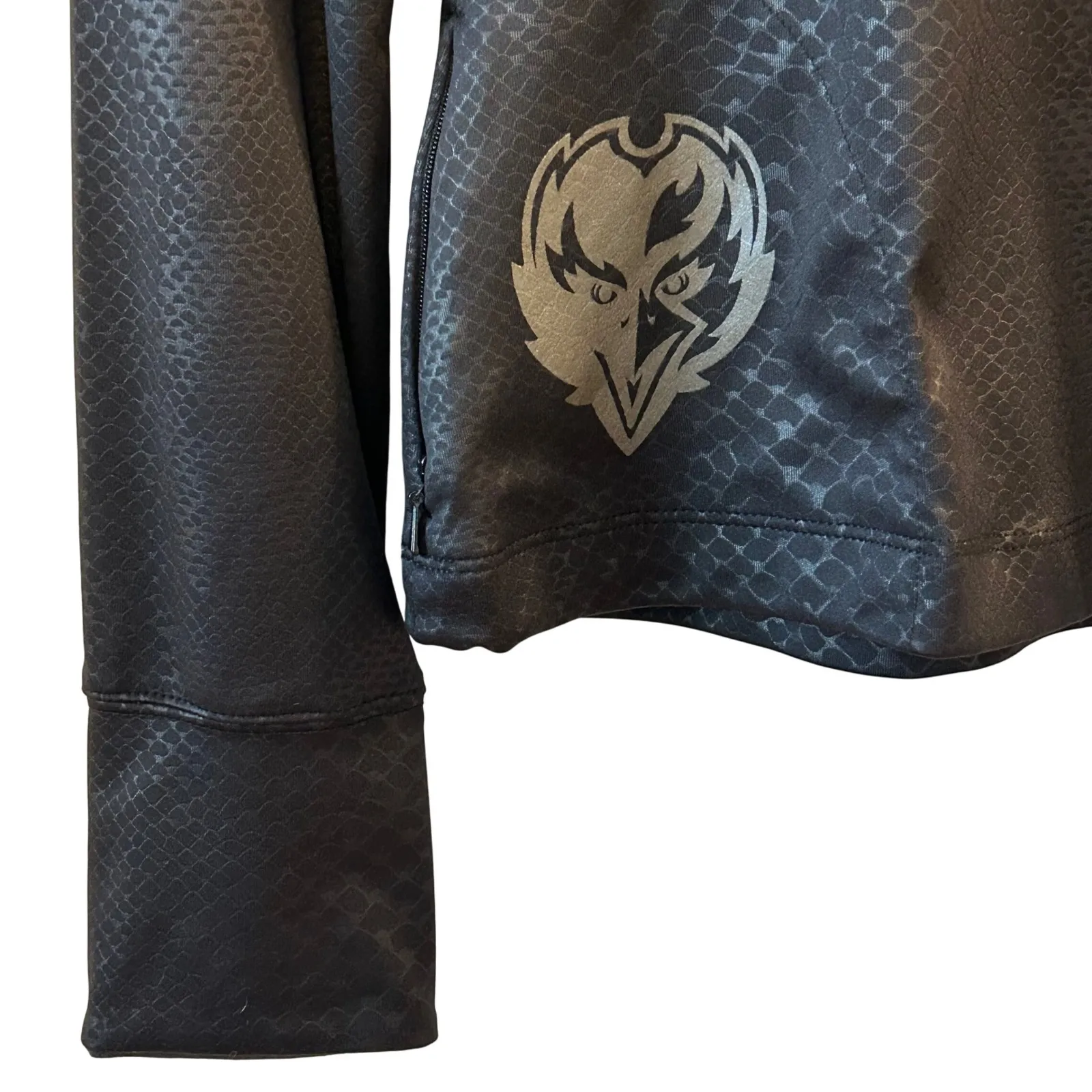 NFL Baltimore Ravens All Sport Couture Womens Black Snakeskin Quarter Zip Large - Image 4