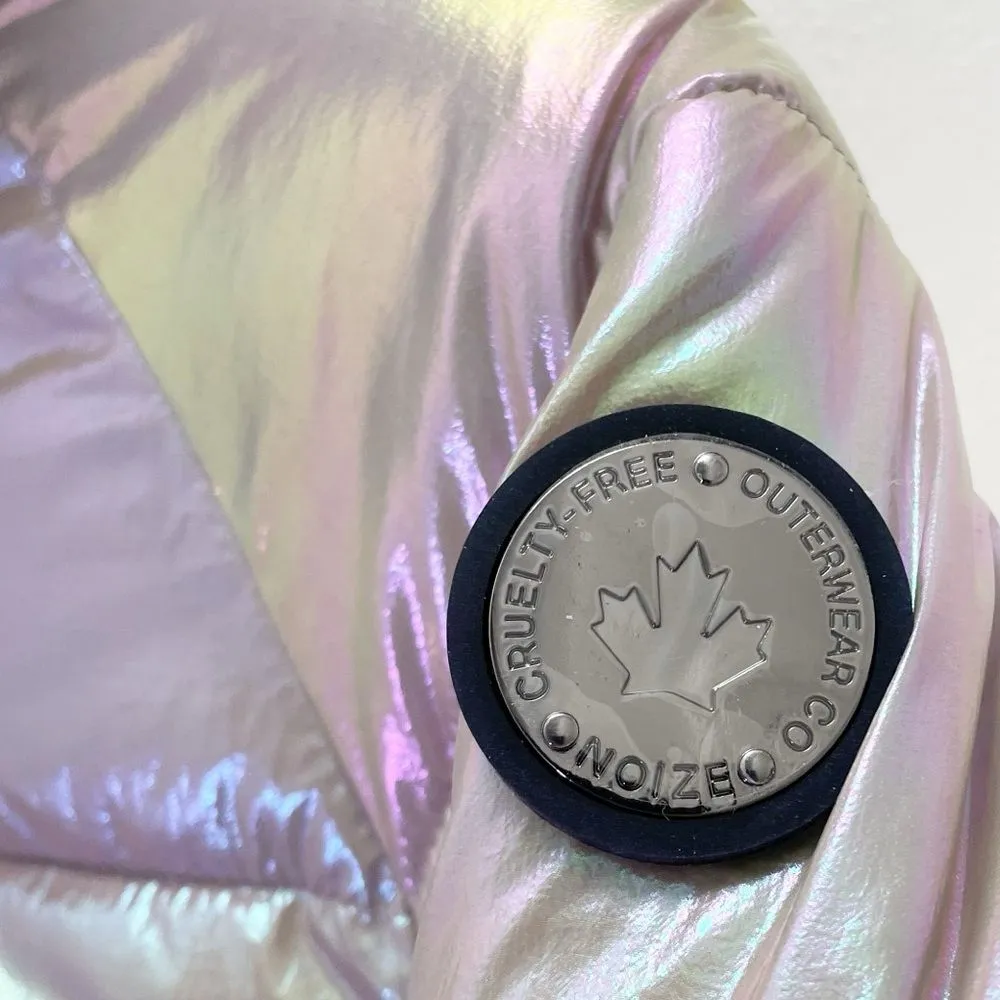 NEW Noize Bonita Holographic Puffer Jacket Size XS Metallic Tanzanite Ski Sporty Silver - Image 9