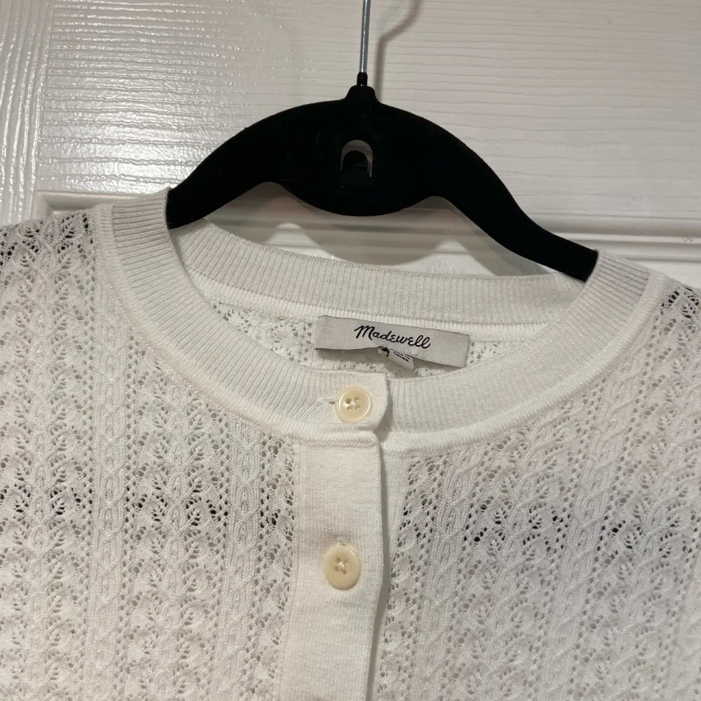 NWT Madewell Size XXS Frost White The Signature Open-Knit Cardigan Soft Stretchy - Image 3