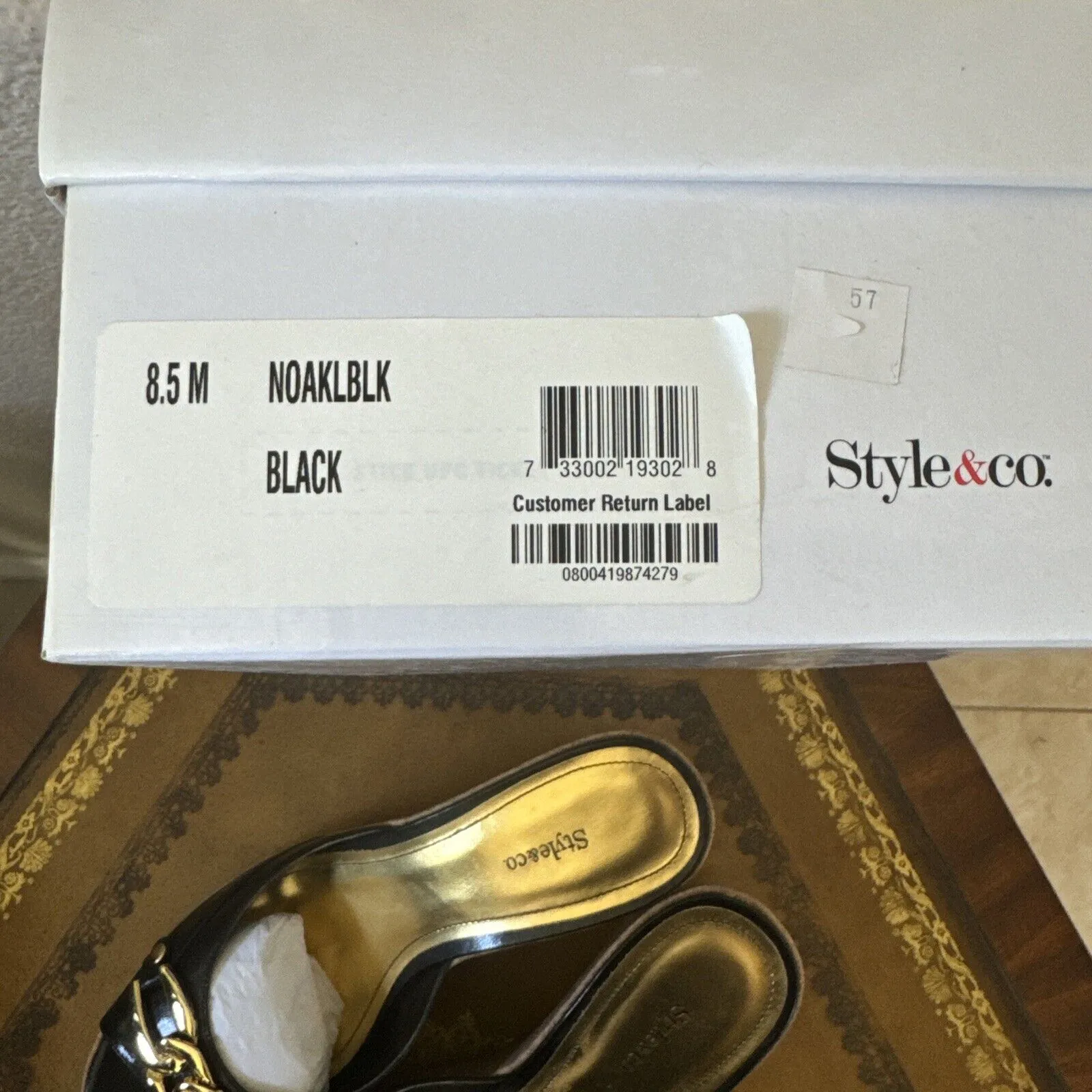 Style & Co black gold chain cork wedges Wedge Bottoms Women’s Size‎ 8.5 - Image 8