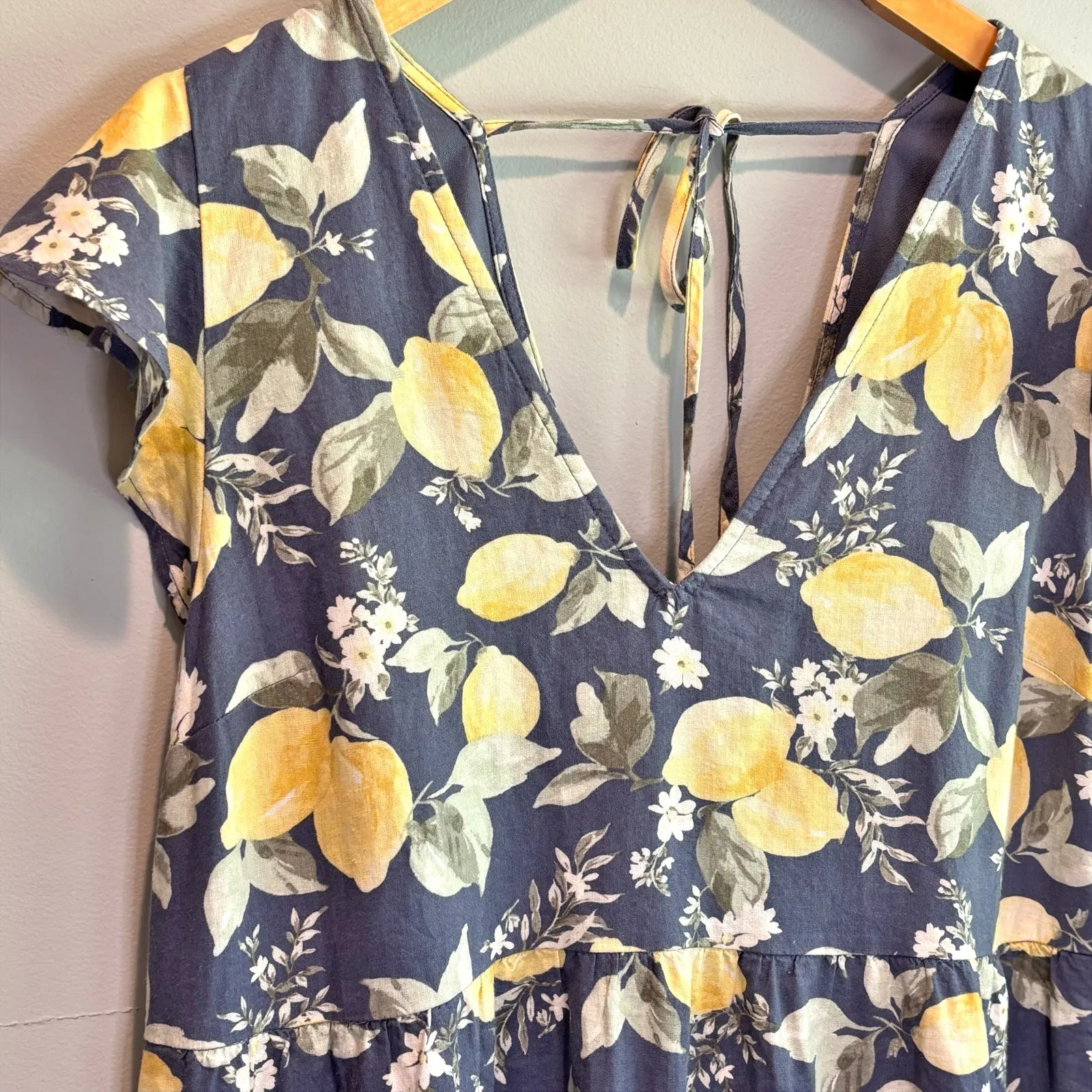Abercrombie & Fitch Lemon Print Linen Blend Mini Dress - size Medium - Image 3