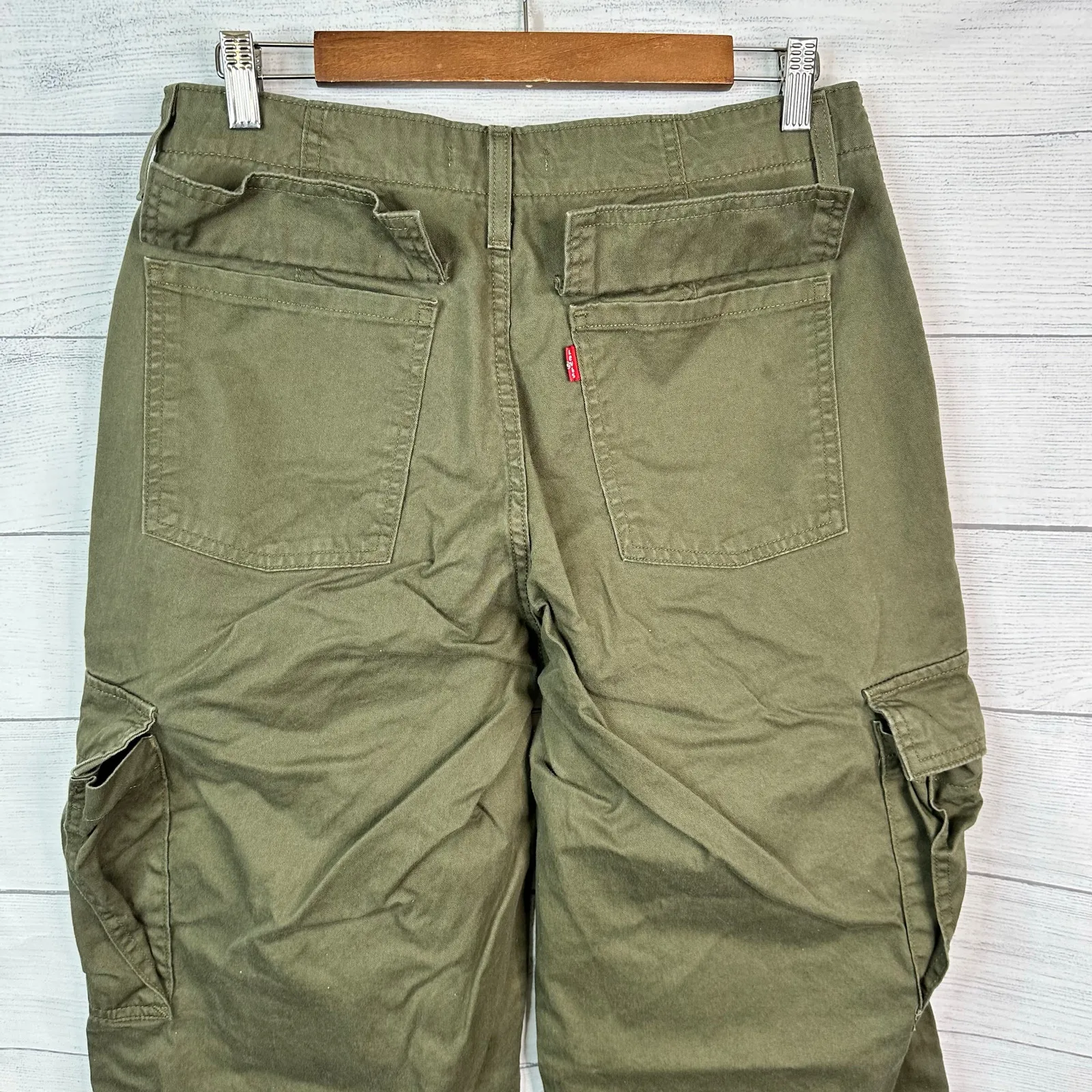 Levis Womens size 29 94 Baggy Pants Cargo Grunge Y2K Streetwear Green - Image 6