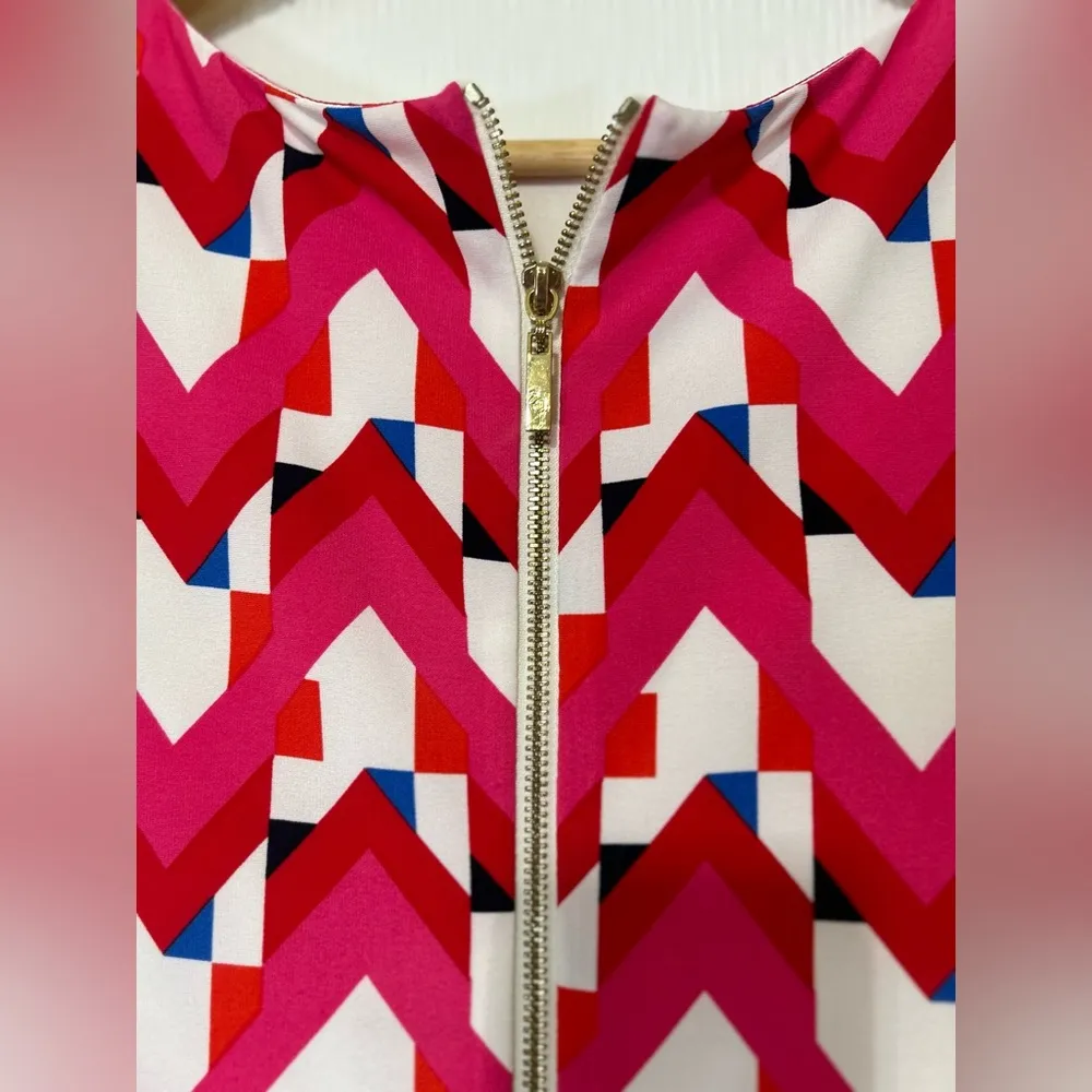 Eliza J Pink and Red Sheath Dress with Bateau Neckline - Image 9