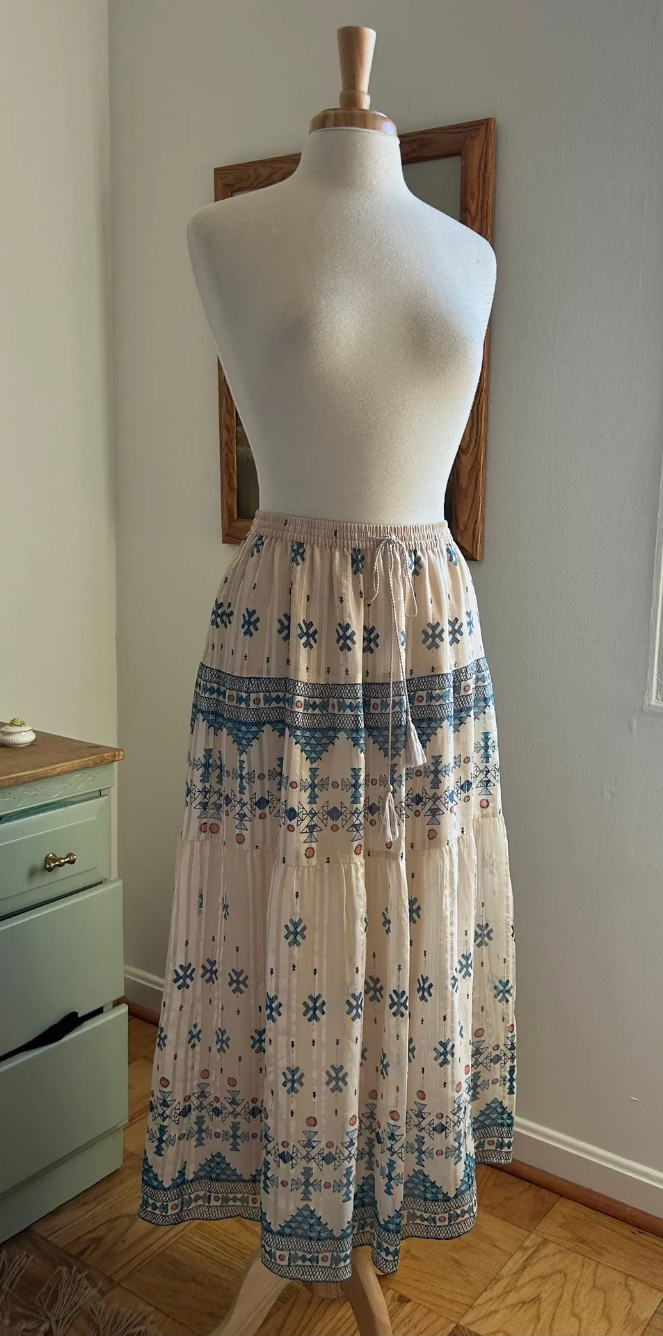 High Waisted Bohemian Silk Maxi Skirt - Image 3