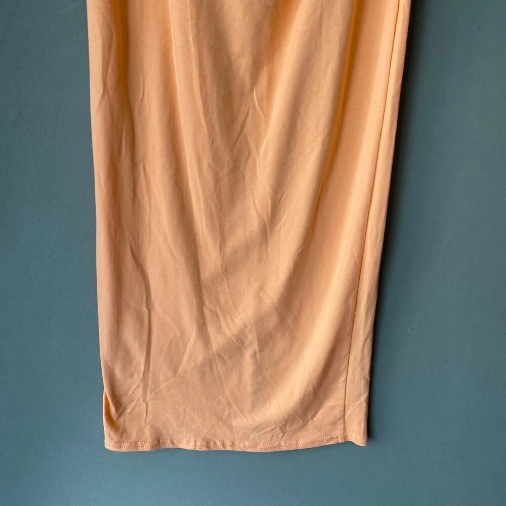 Boohoo sz 4 off‎ shoulder peach bodycon maxi dress NWT - Image 3
