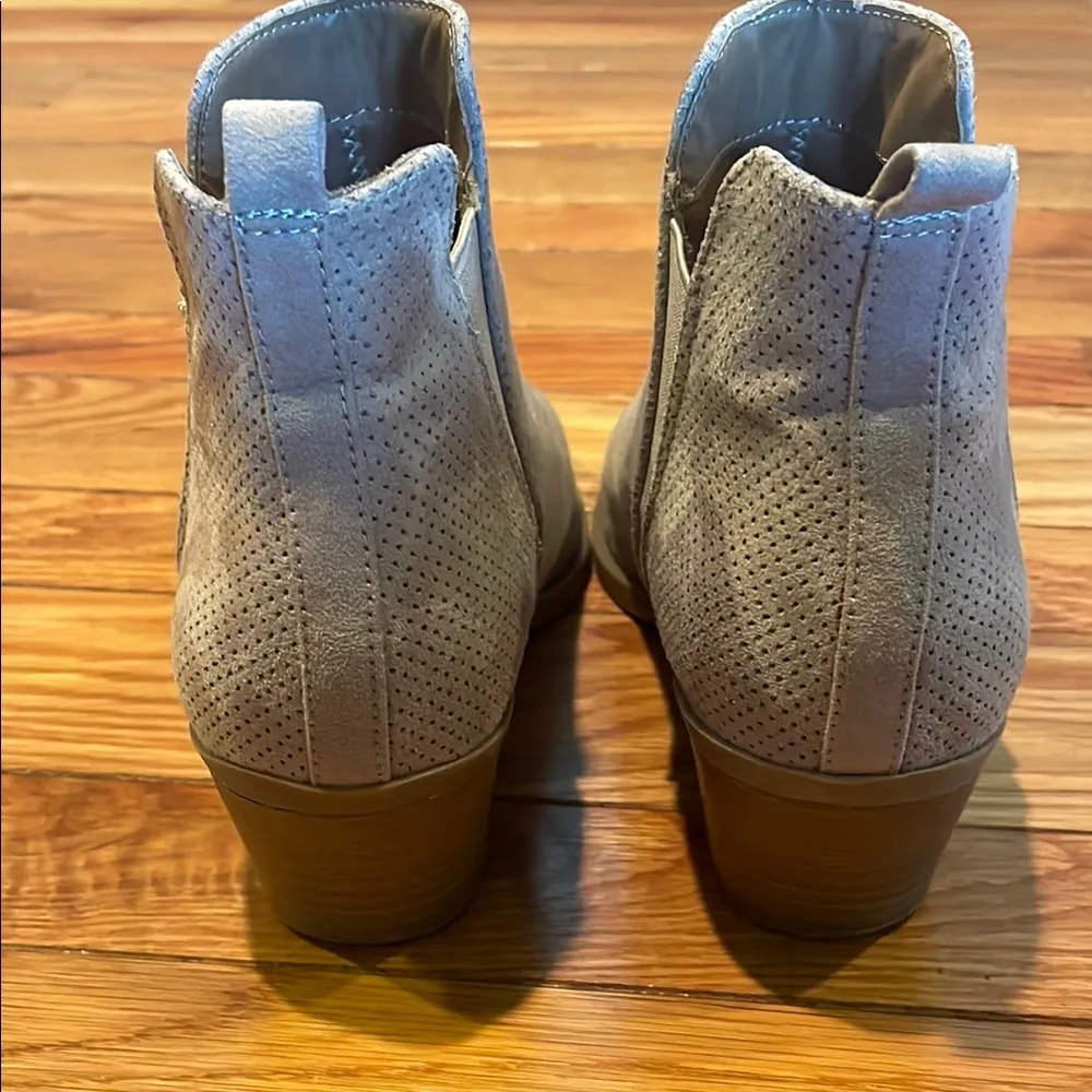 Taupe Suede Universal Thread Ankle Booties with Elastic Panels - Image 3