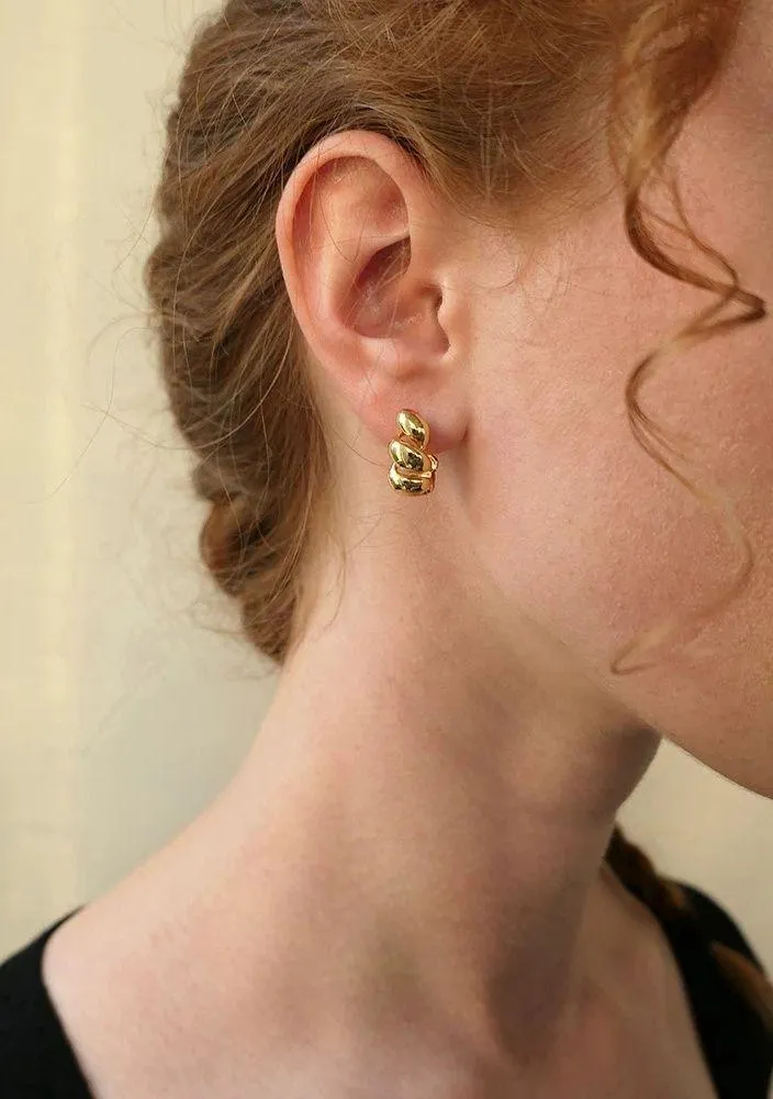 Silver Hoop Earrings Croissant Hoop Earrings - Image 5