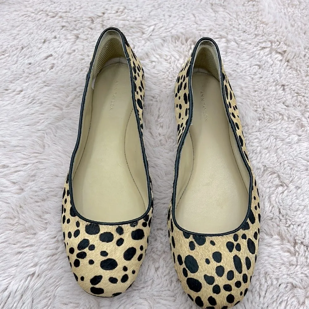 Ann Taylor leather calf hair 6.5M rounded toe flats - Image 2