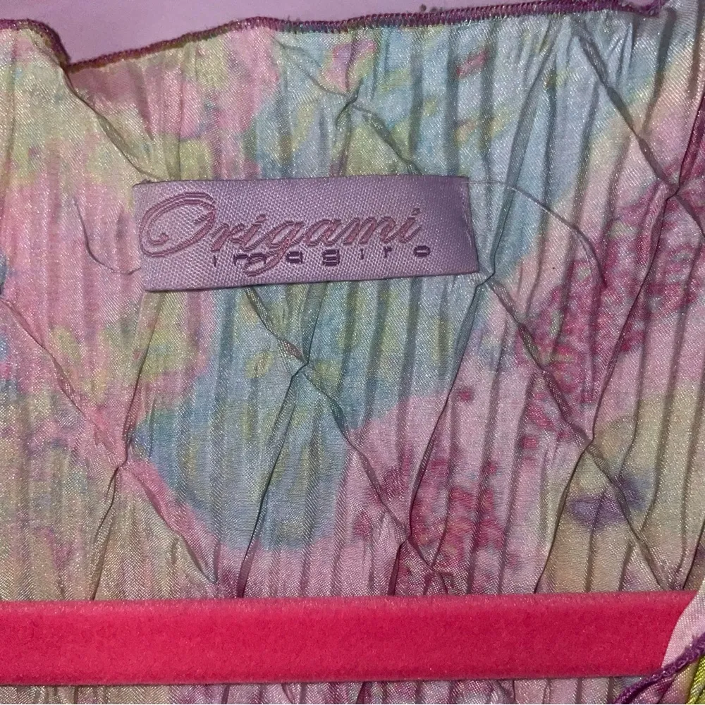 Vintage Origami Size S Mesh Sleeve Blouse Rainbow Psychedelic Pastel Swiftie Pink - Image 4