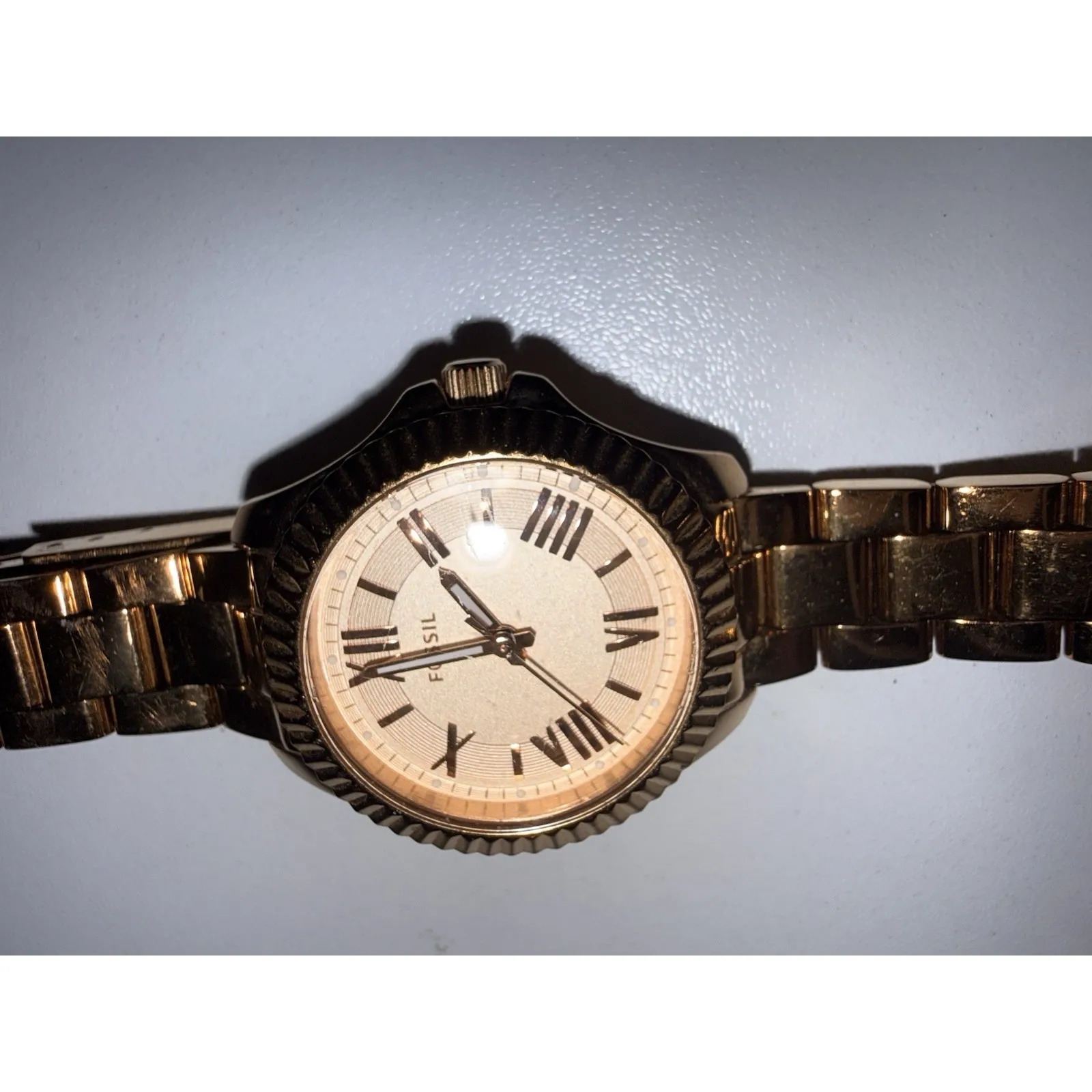 Fossil AM 4611 Women's All Stainless Steel Analog Date Day Gold Quartz Watch - Image 3