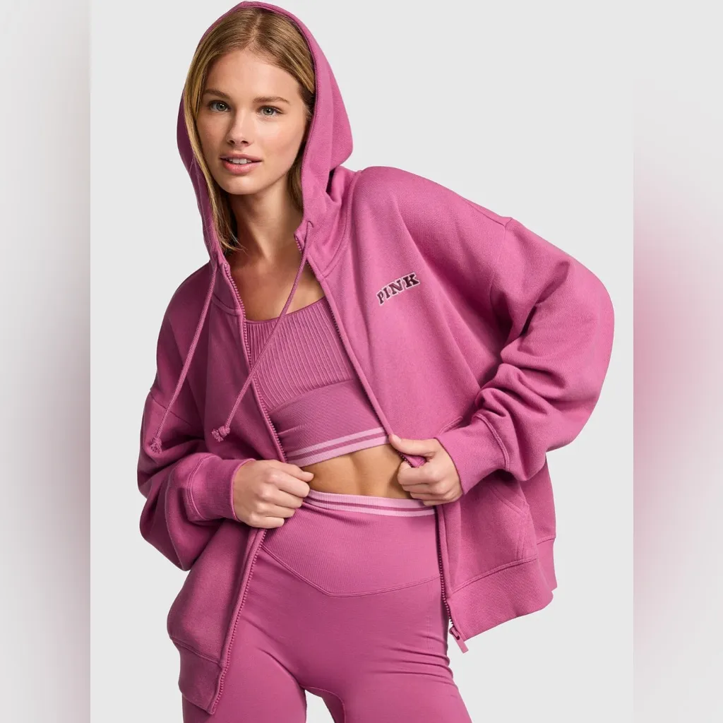 PINK Victoria's Secret Women's Hoodie - Bold Pink - Image 4