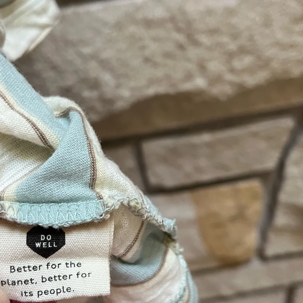 Madewell Whisper Cotton Crewneck Tee Tshirt Colewell Stripe aqua white large - Image 6