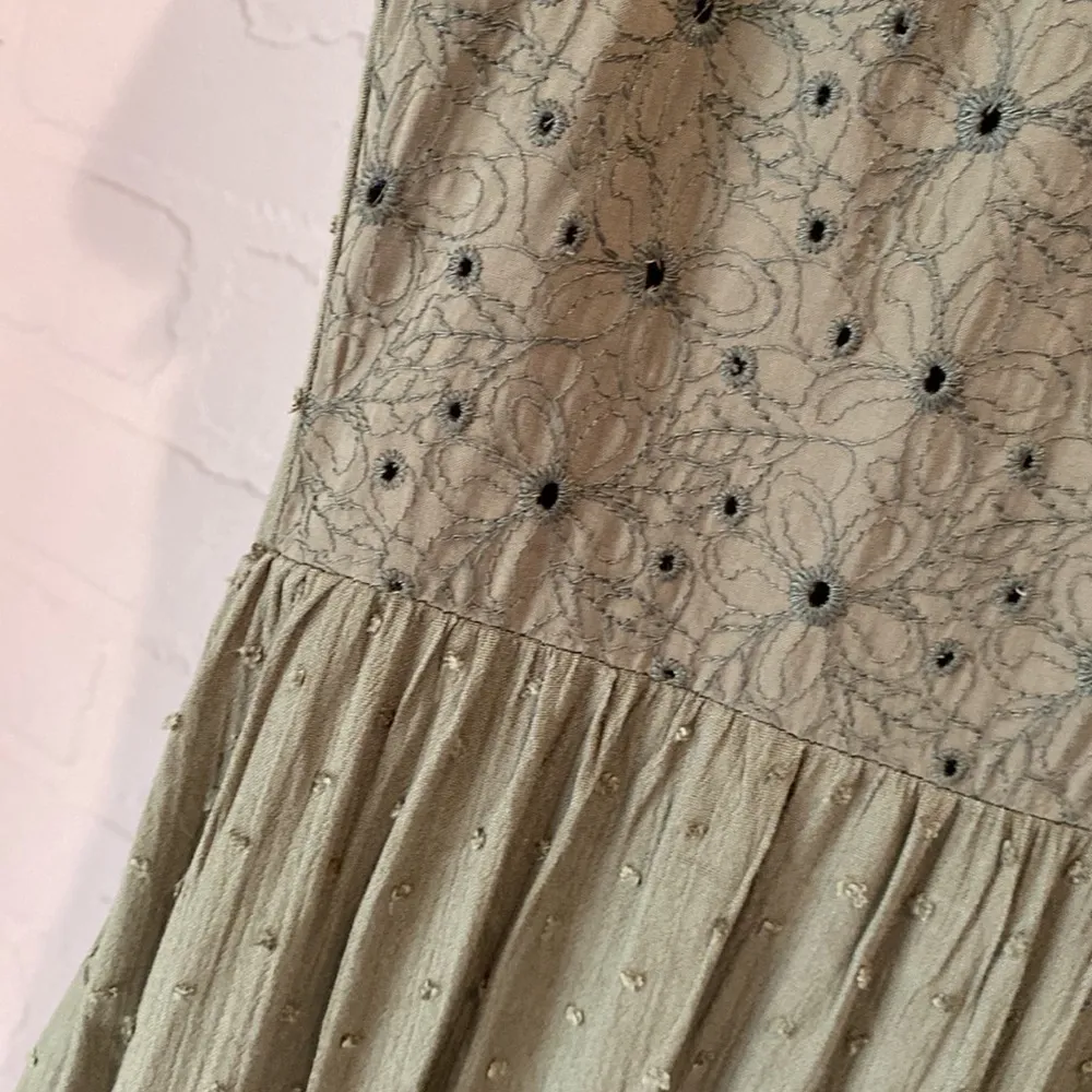 Kate & Sam dress‎ NEW olive green dress Swiss dot & eyelet tiered embroidered - Image 5