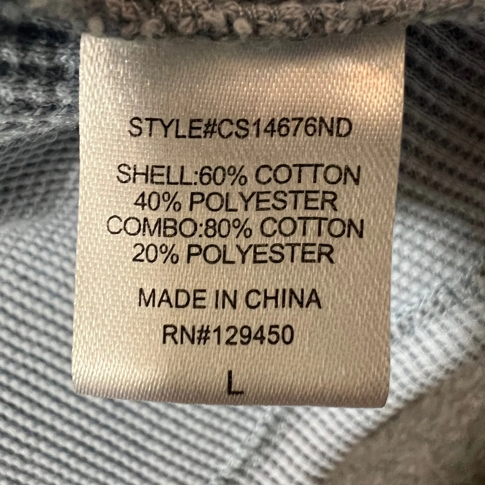 COMO VINTAGE Light Blue Waffle Knit Hooded Button Front Shacket Size L - Image 7