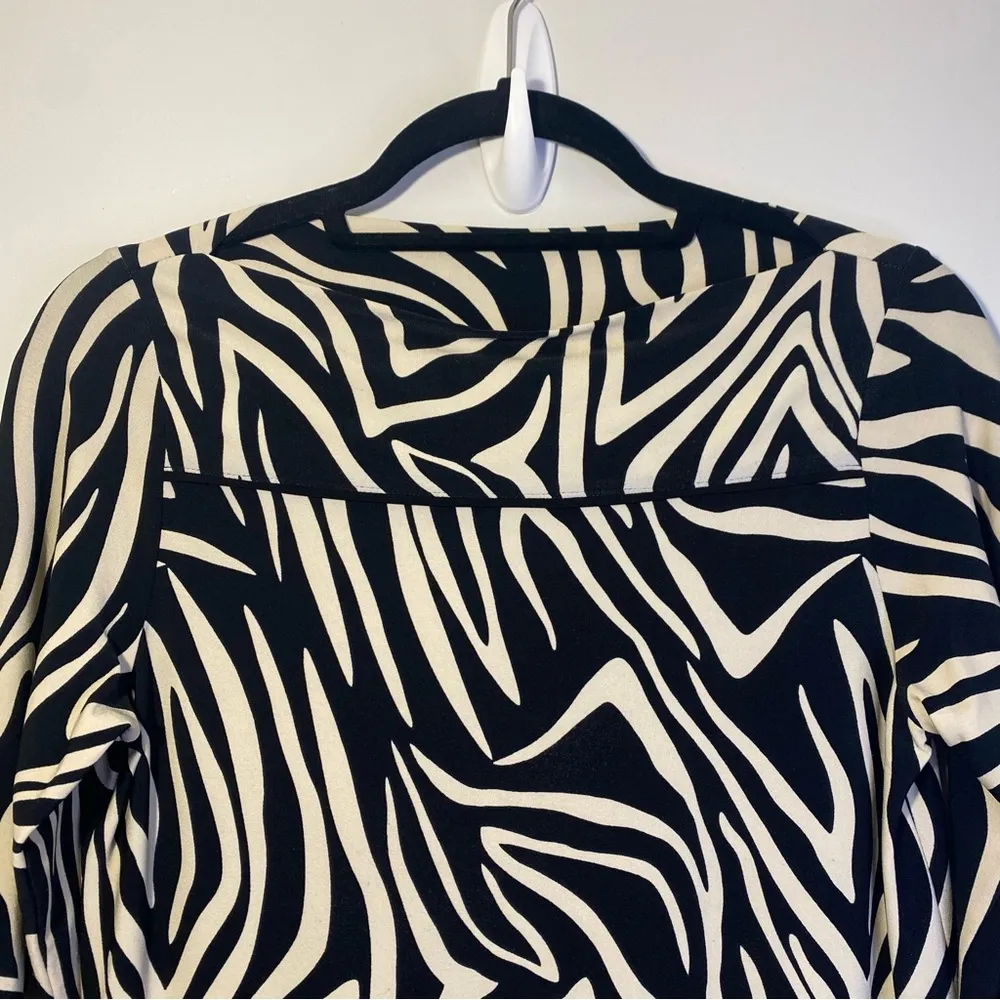 Lucy And Laurel Zebra Animal Print Pencil Dress Black Tan Size 10 - Image 3