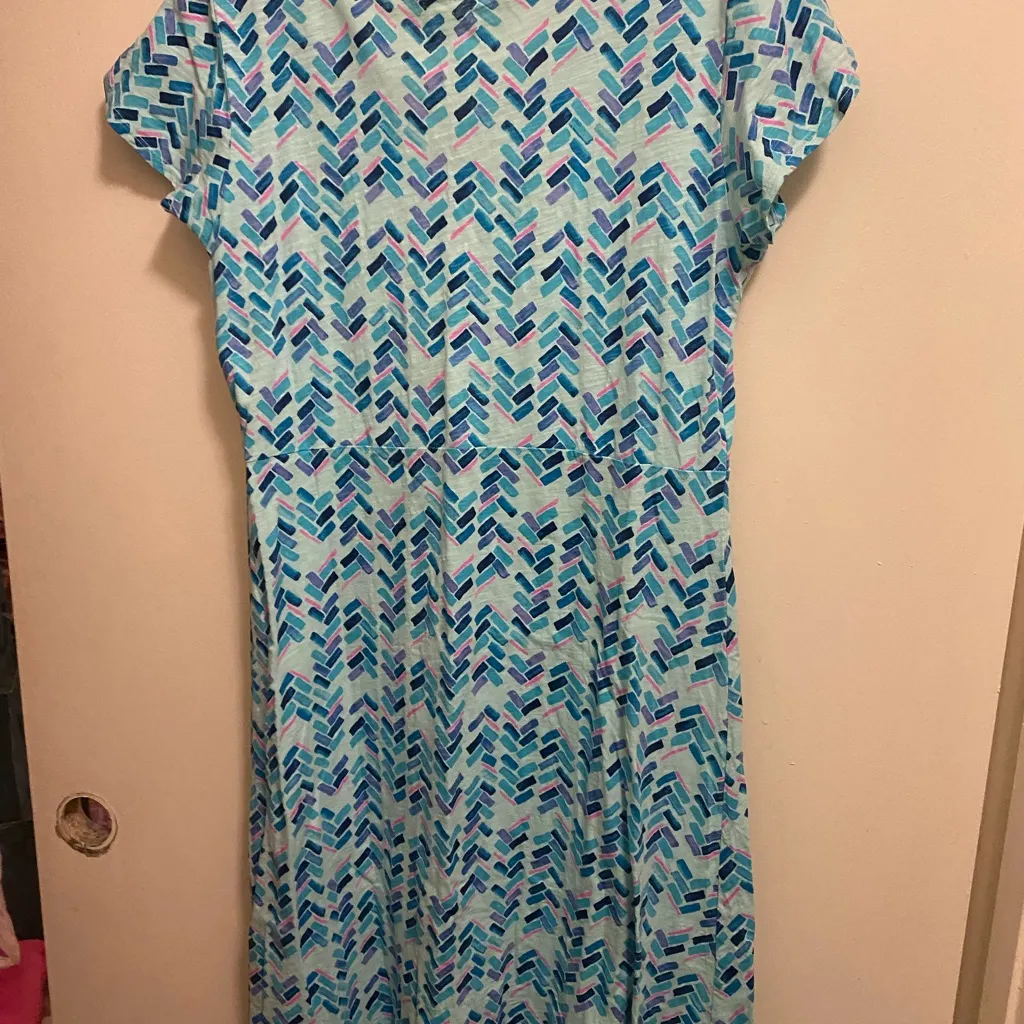Fresh Produce Midi Jersey Dress XL  Maritime Amelia Seaglass Print Peri Blue - Image 5