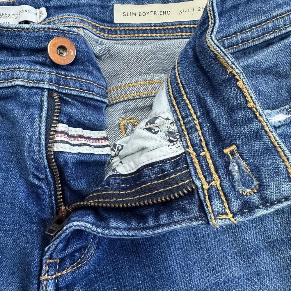 Pilcro & The Letterpress Slim Boyfriend Jeans 25 Blue Distressed Anthropologie - Image 8