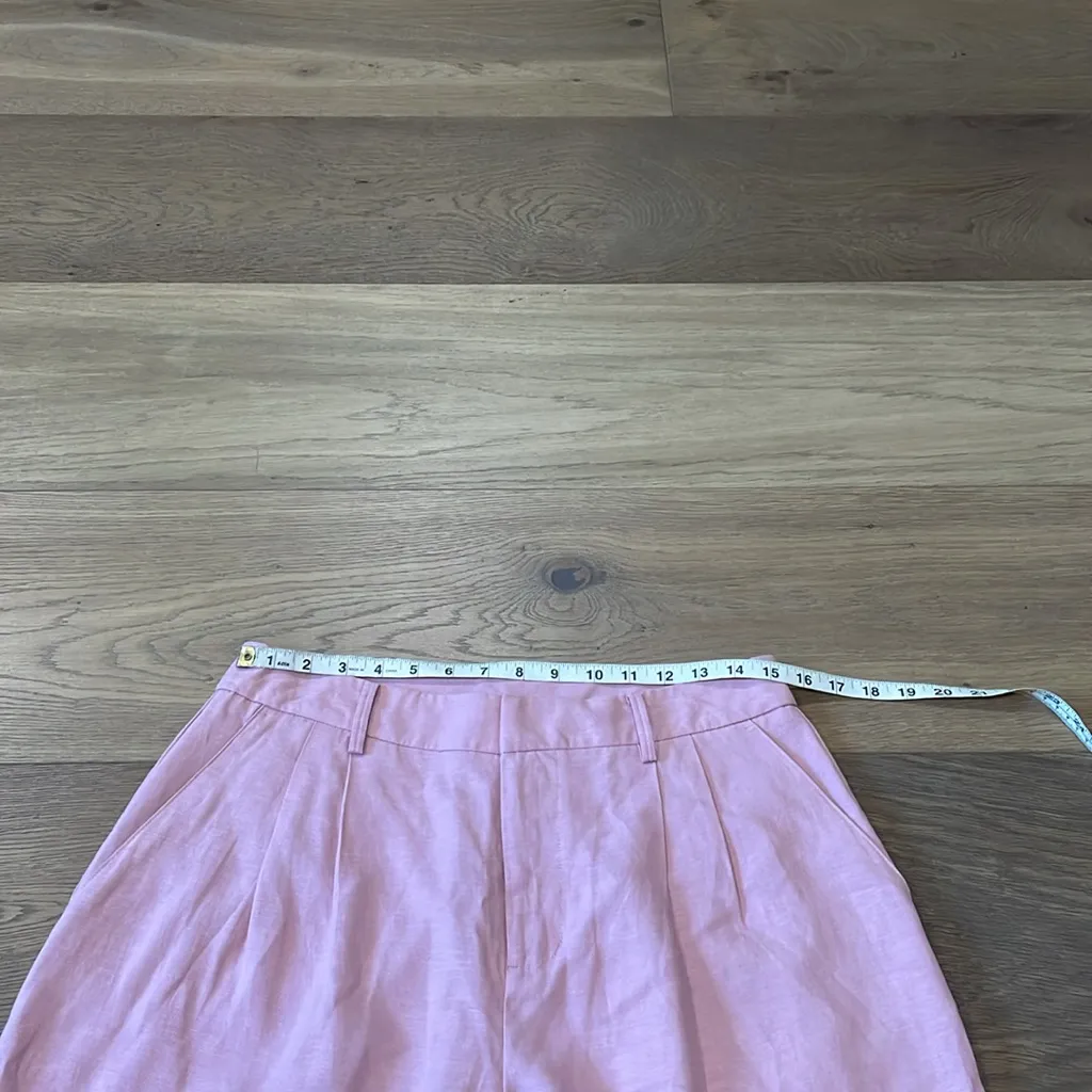 Ryegrass Wide Leg High Rise Cropped Pants Pleated Size 8 NWOT Linen Blend Pink - Image 3