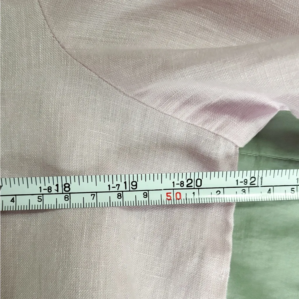 Mango Soft Pink Pocket Linen Cotton Button Down Shirt Size 6‎ EUC - Image 6