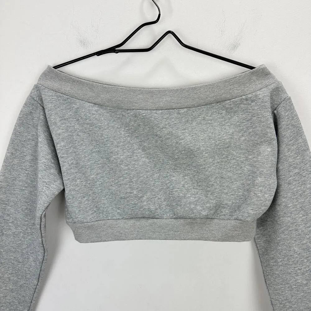 Majorelle Martine Sweater Sweatshirt Cropped Off Shoulder Balletcore Gray Small - Image 4