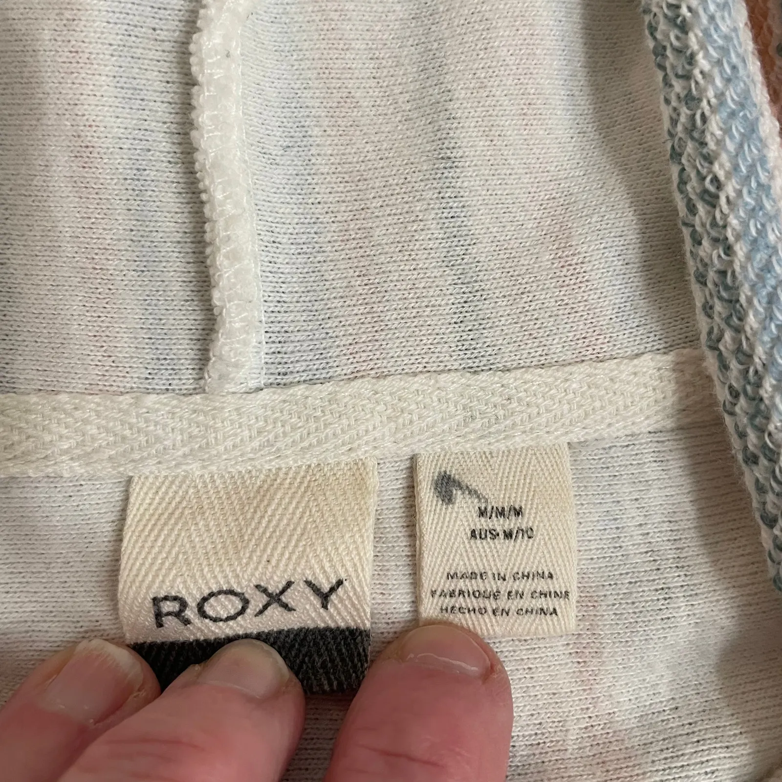 Roxy Terry Cloth Hoodie Womens Medium Kanagroo Pocket Baja Pullover Beach - Image 4