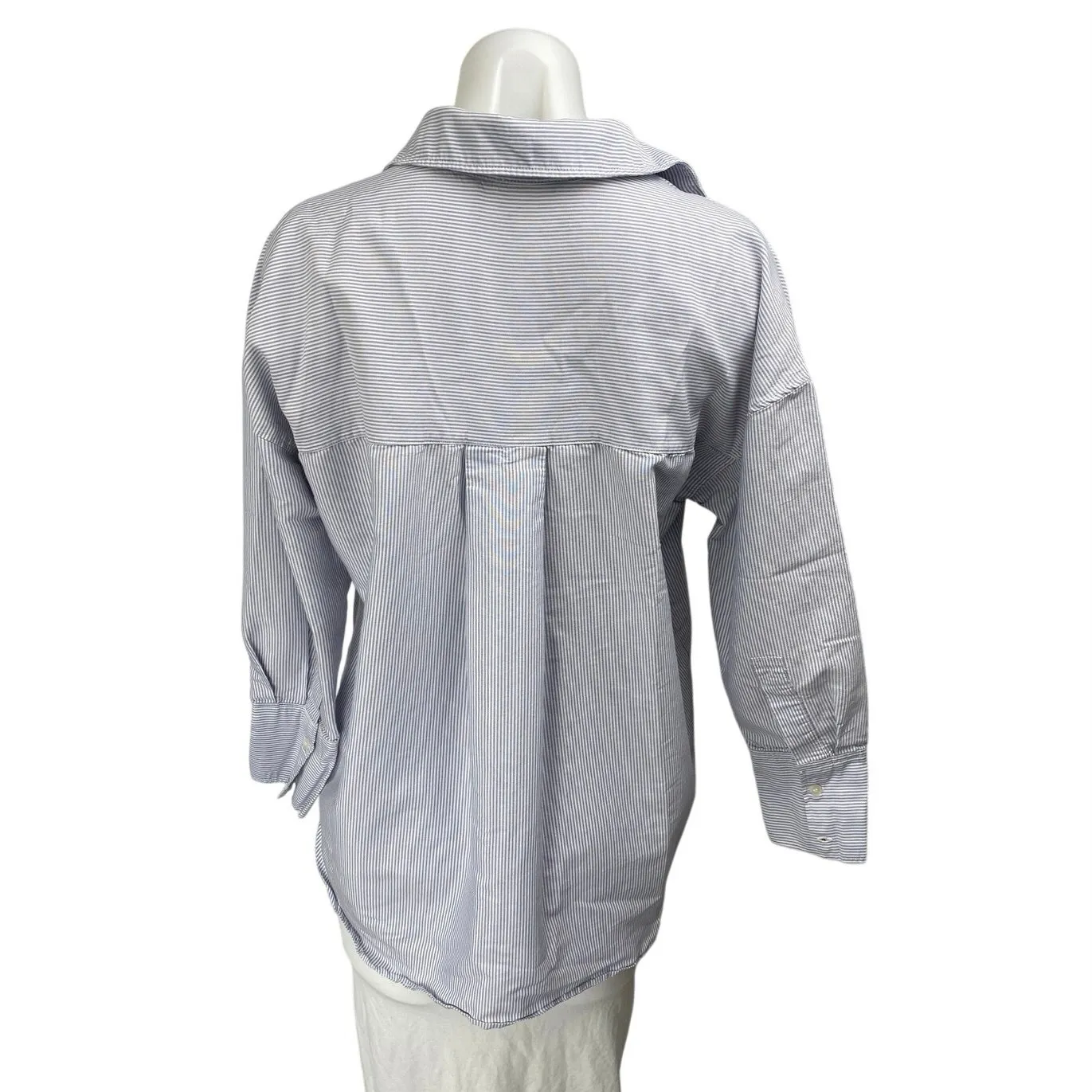 Zara Women's Blue White Striped Long Sleeve Button Down Shirt Blouse Top Size XS - Image 2