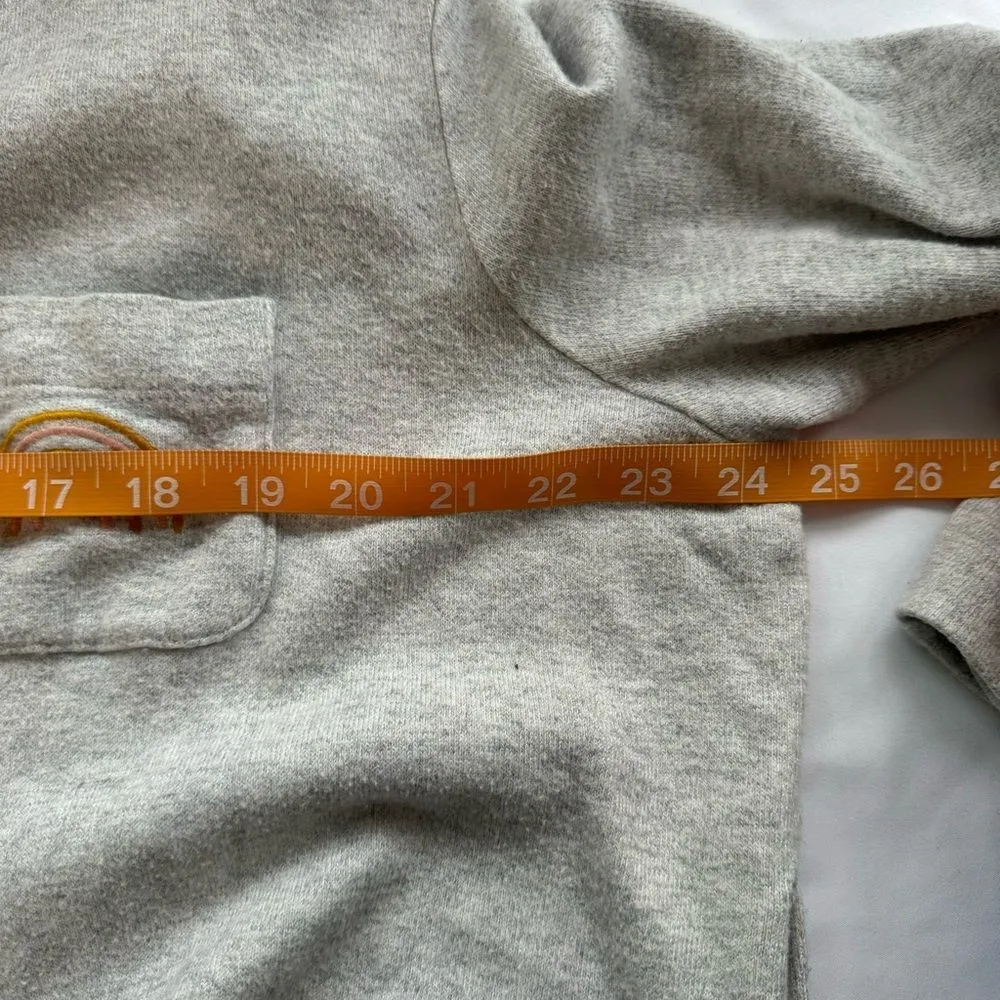 Madewell Grey Size M Rainbow Embroidered Cotton Robe NO BELT Pockets Boho Retro - Image 7