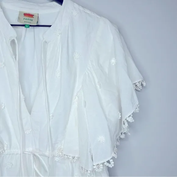 Farm‎ Rio Off-White 3D Flower Mini Dress Size M - Image 8