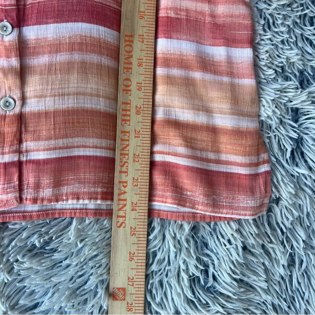 Alfred Dunner Warm Striped Floral Embroidered Size Med Long Sleeve Top Blouse Orange - Image 8