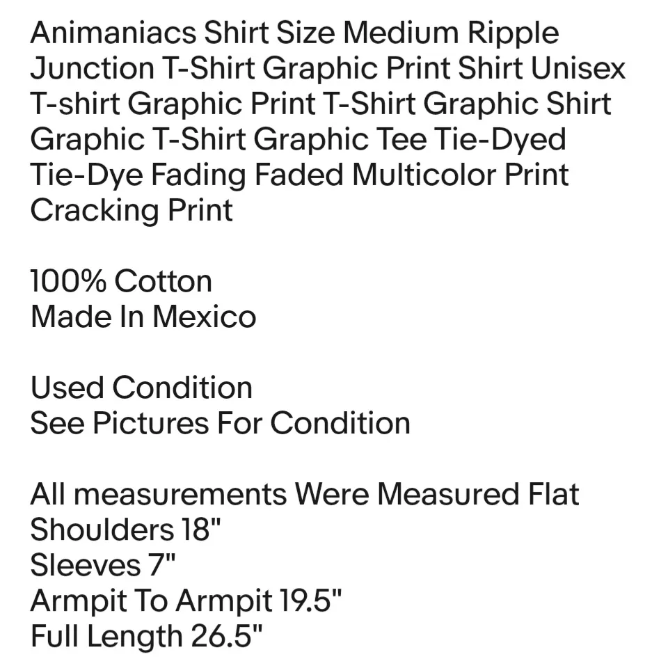Animaniacs Shirt Size Medium Ripple Junction T-Shirt Graphic Print Shirt Unisex T-shirt - Image 2
