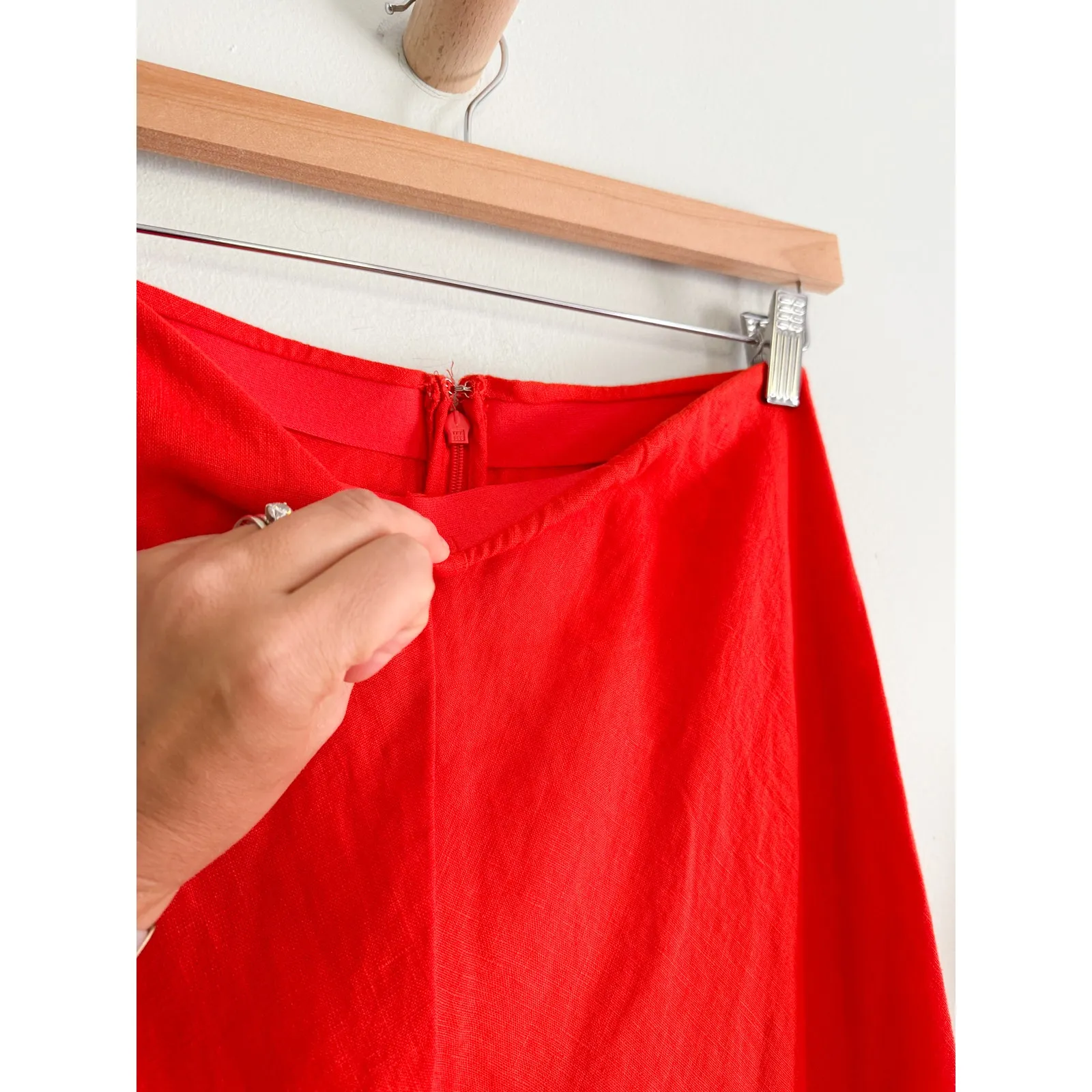 Madewell | NWT Linen Maxi Slip Skirt in Bright Flame Red | Sz 0 - Image 6