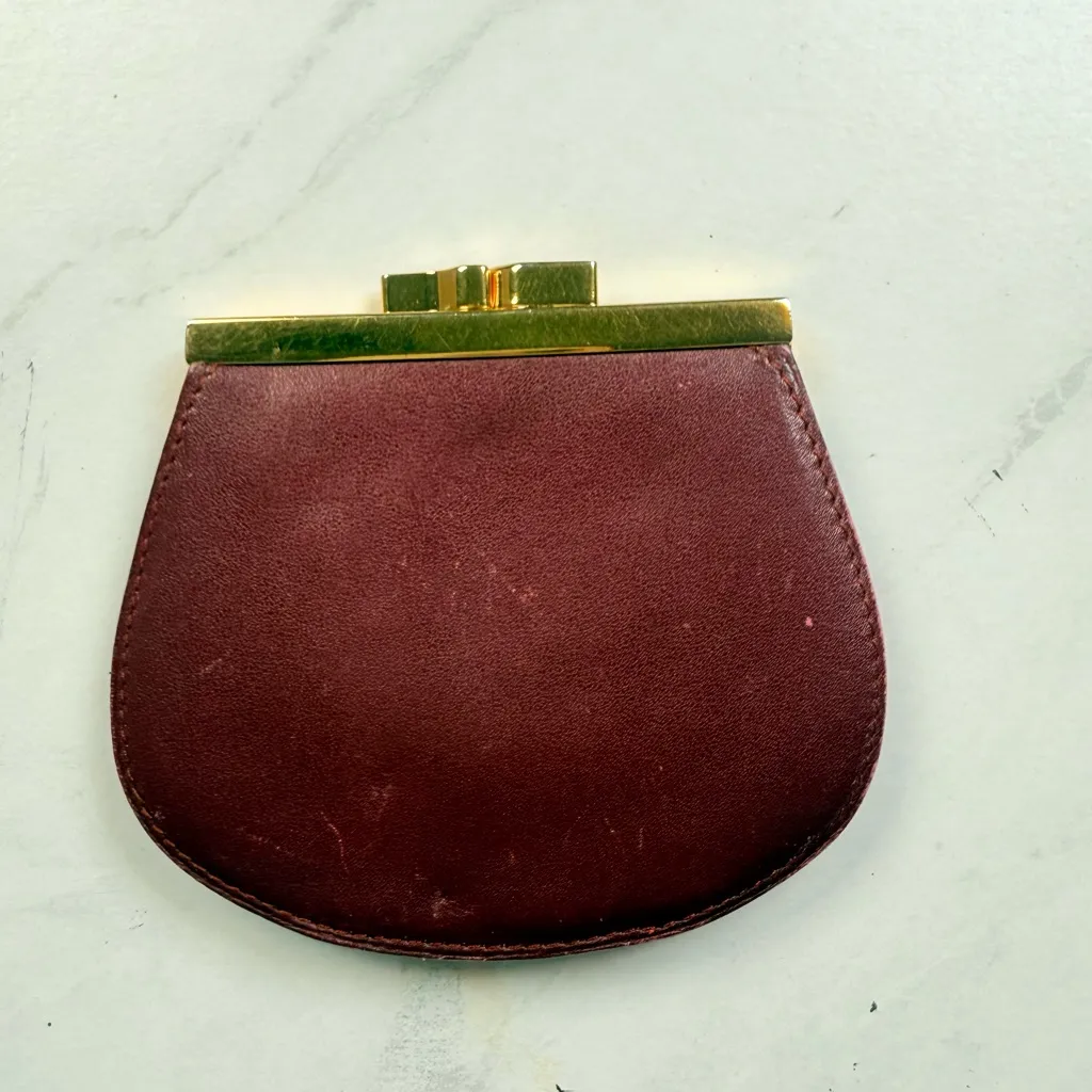Cartier Burgundy Leather Kisslock Coin Purse Wallet - Image 3