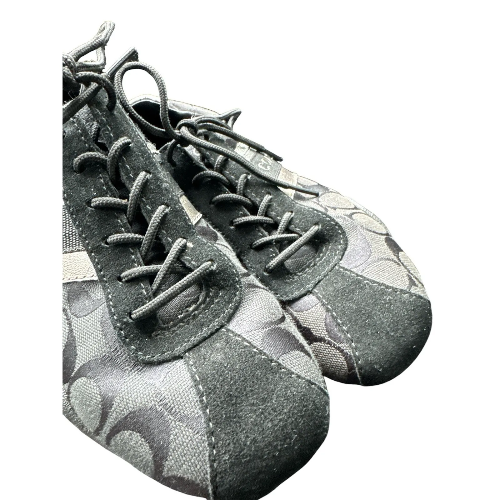 Coach Shoes Womens 8.5 M Jayme Signature Casual Sneakers‎ Black Suede Leather - Image 4