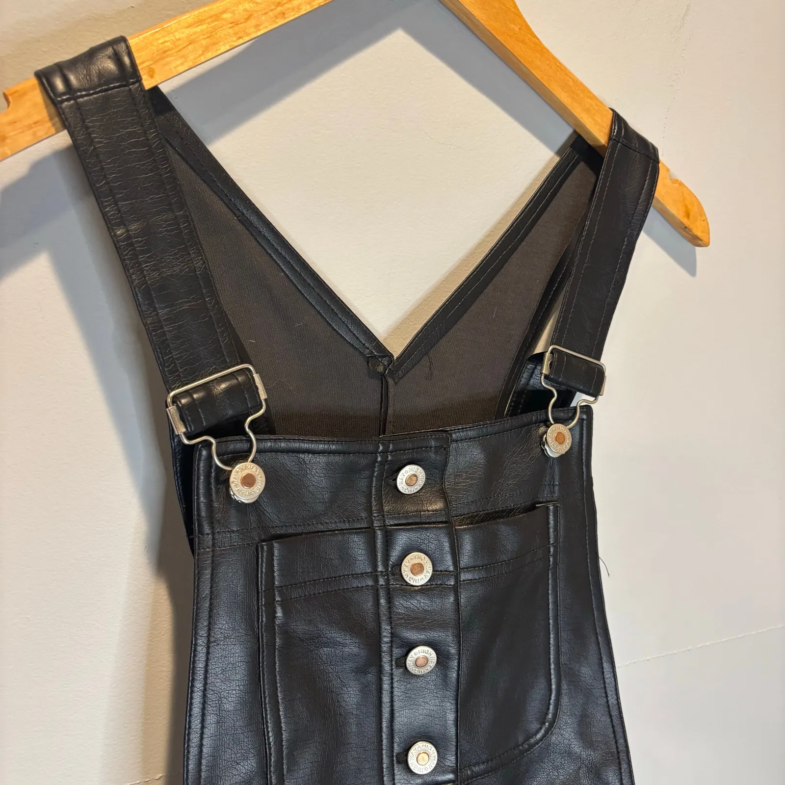 Vintage Highway Faux Leather Skort Overalls - Image 2