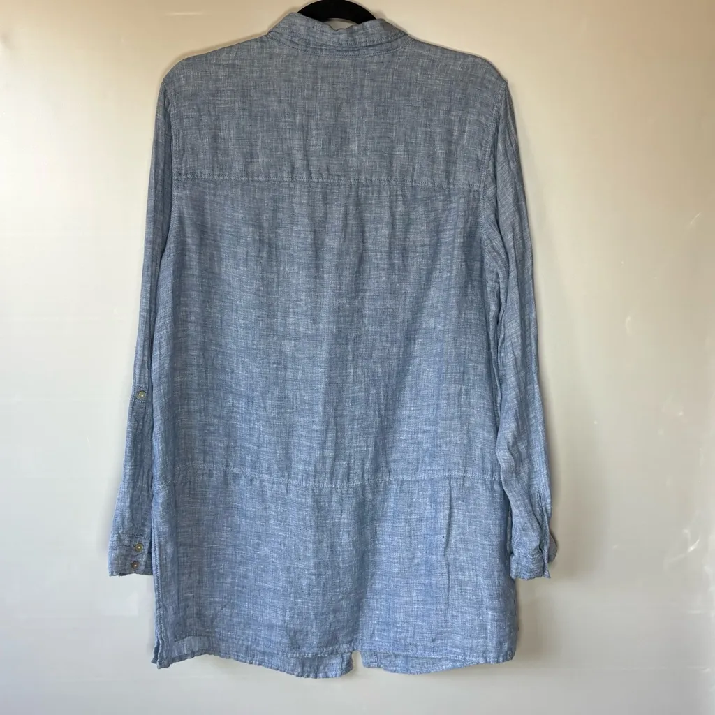 Tahari Light Blue 100% Linen button down Shirt - Image 2