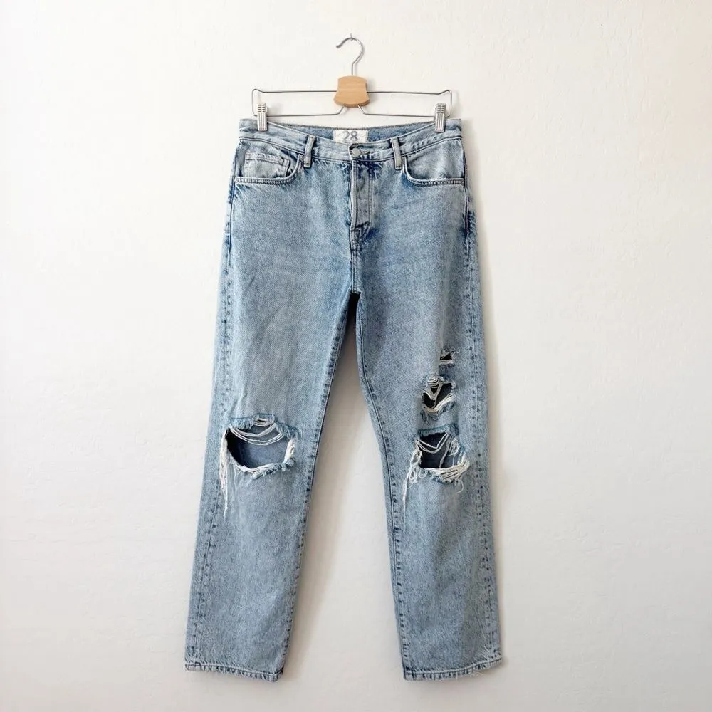 Free People Bren Light Wash Distressed High-Rise Denim Boyfriend Jeans Size 28 - Image 2